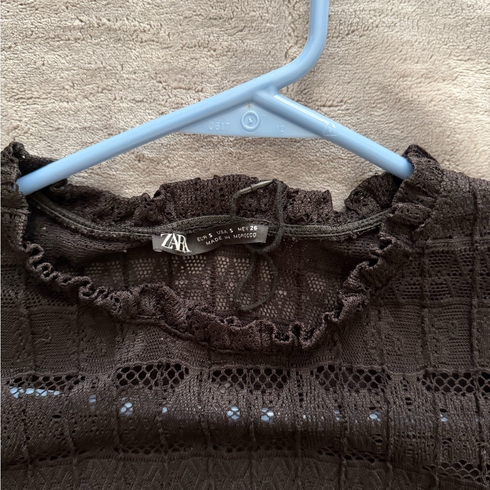 Zara Dark Lace Ruffle Top - Picture 2 of 2